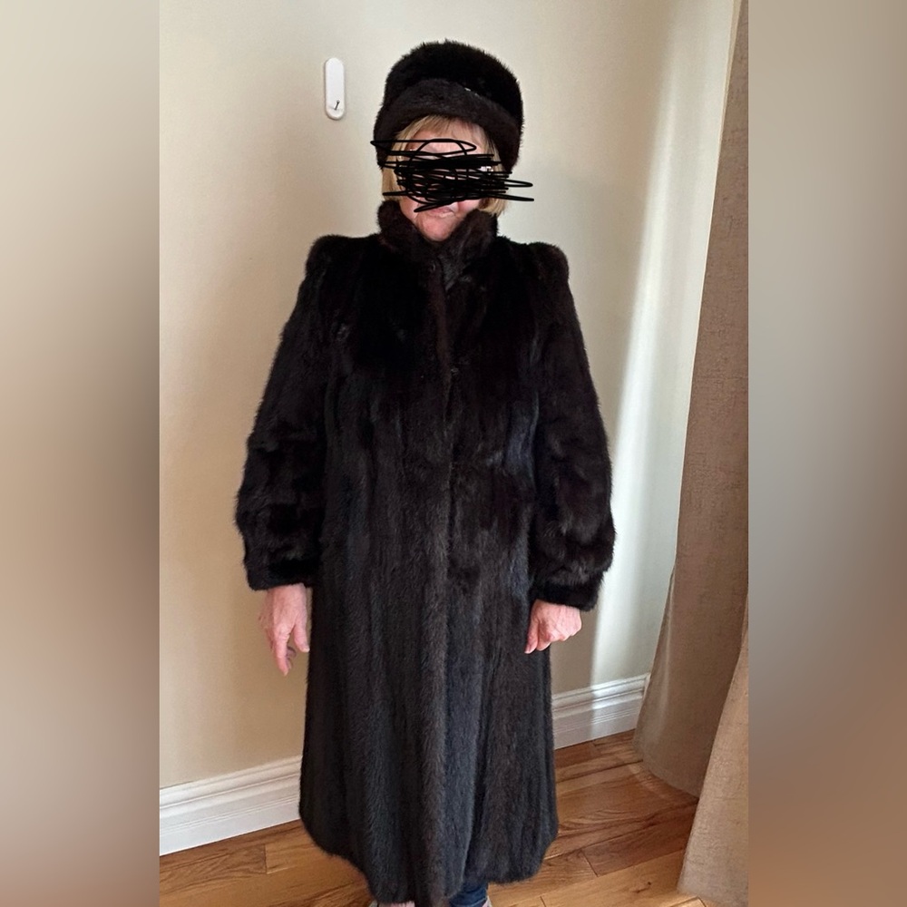 Mink coat and matching hat full length